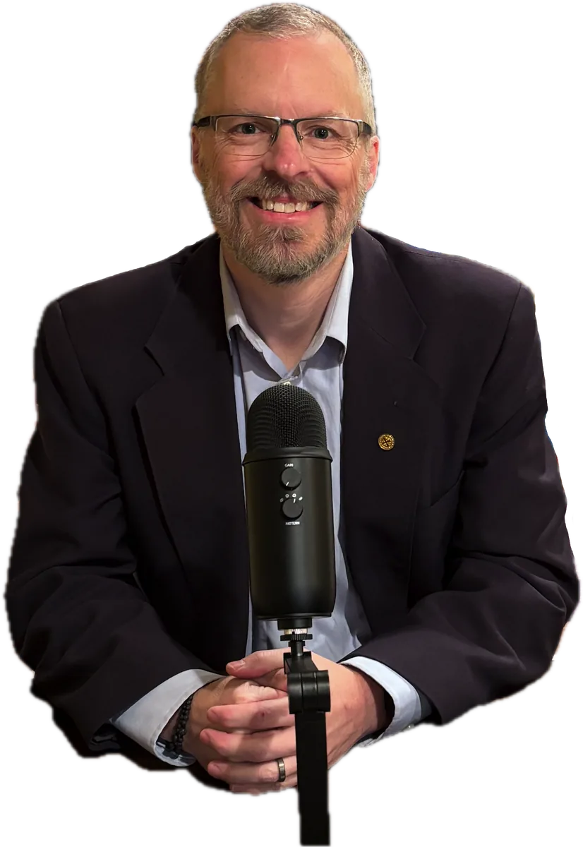 Eric Sammons with podcast microphone